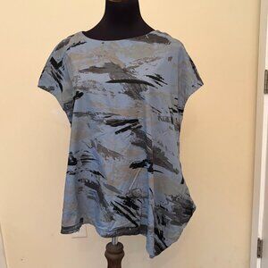 Bryn Walker Cap Sleeve Tunic Asymetrical Hem Tunic Top 100% Cotton Size XS